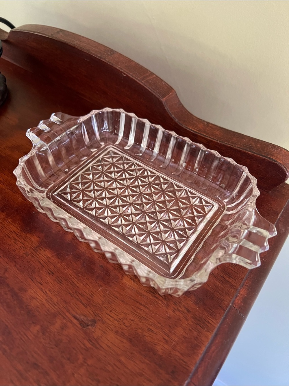 Vintage Anchor Hocking Arlington Clear Glass Diamond Serving Tray Cottagecore